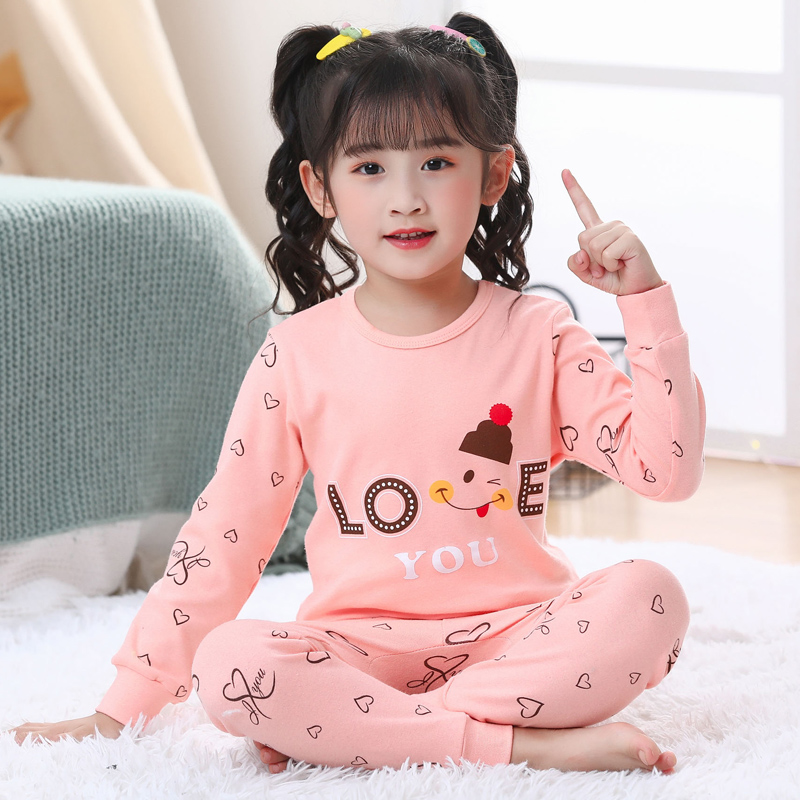女童秋衣秋裤套装纯棉女棉毛衫宝宝线衣线裤女孩儿童全棉内衣睡衣