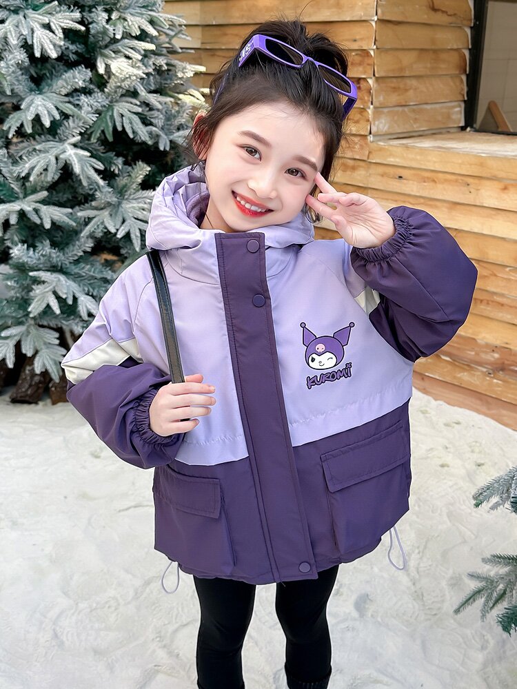 女童库洛米夹棉加厚外套秋冬款2024新款儿童冲锋衣三合一宝宝棉服
