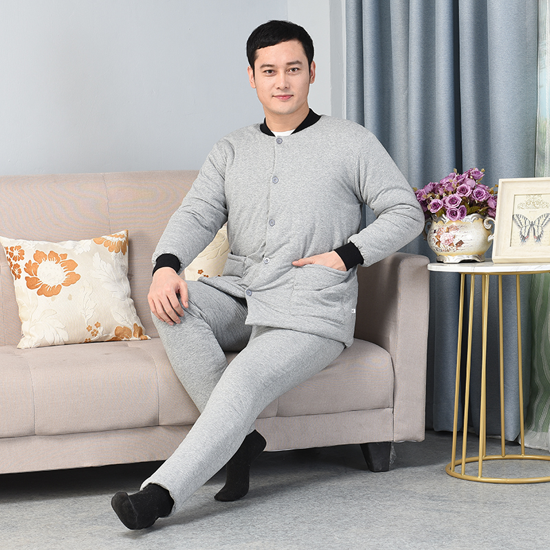中老年男士弹力纯棉花棉袄棉裤套装冬季成人加厚宽松高腰长裤棉服