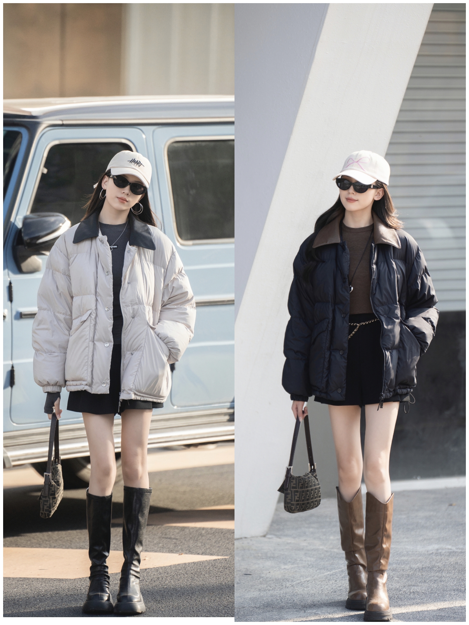 JR上衣｜同款多色翻领拼皮保暖R棉服039303