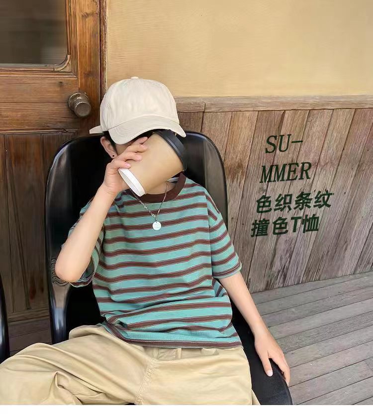 【清仓福利】32支精棉拉架时尚圆领夏季短袖男童T恤