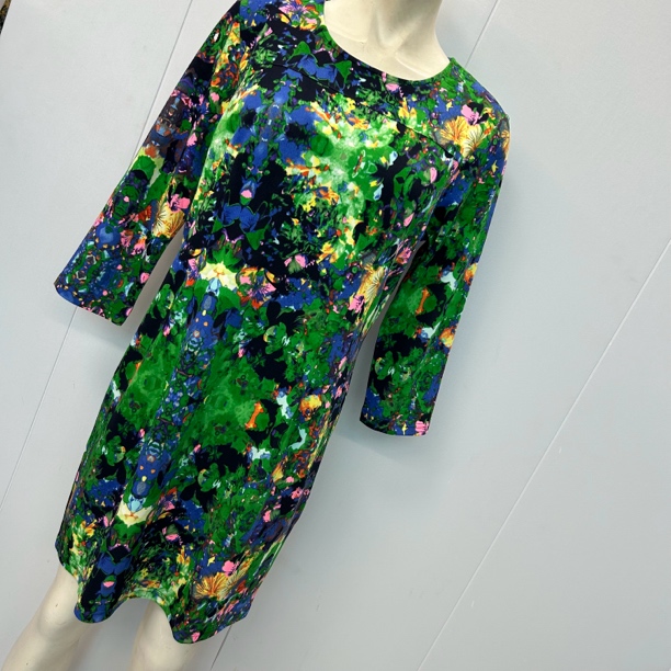 春秋长袖连衣裙 加大弹力套头花色女裙 88厘米长 中裙 妈妈裙时尚