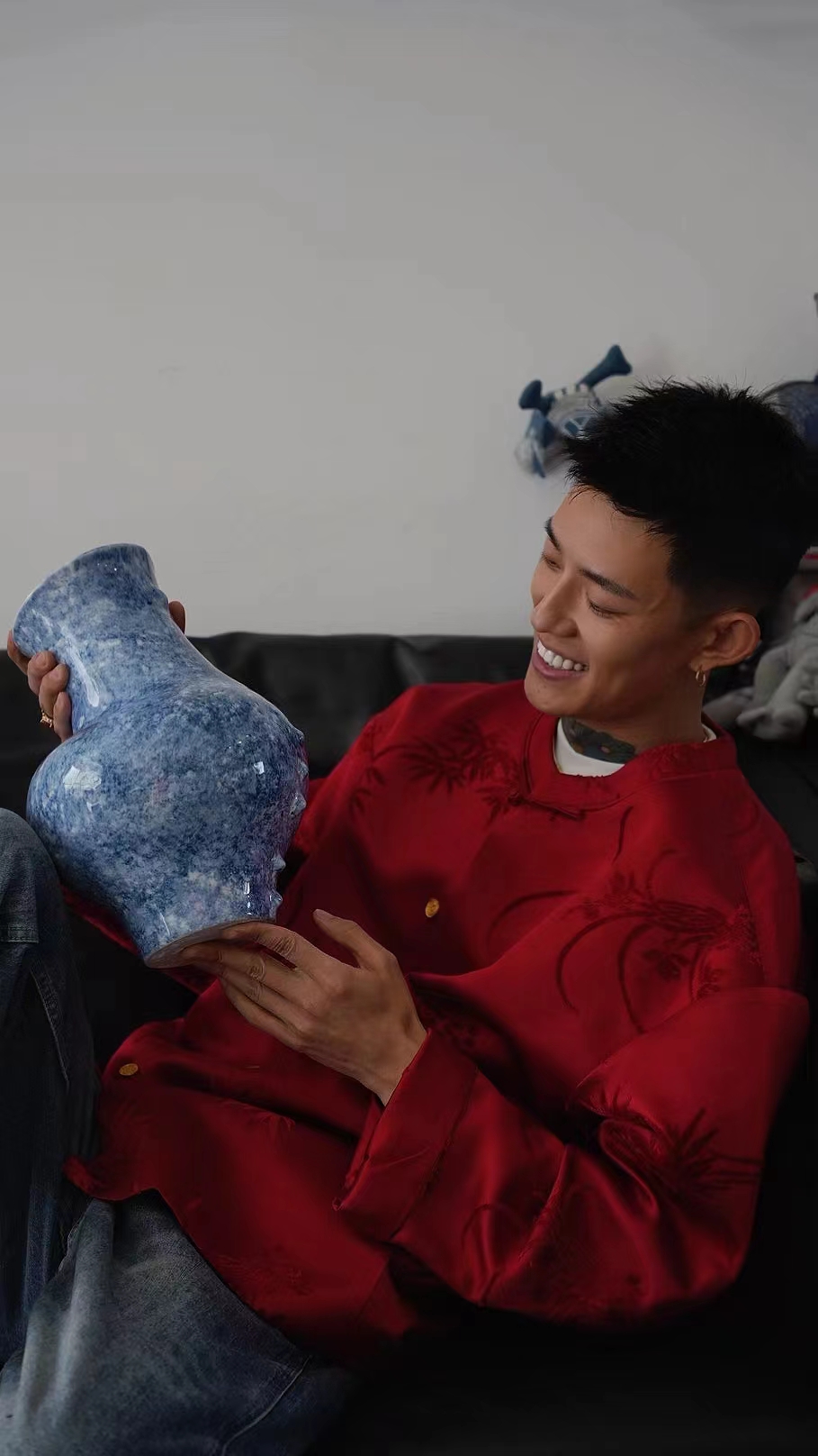 山水一色.新中式唐装.红漳