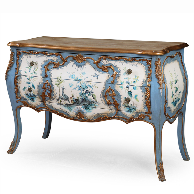 欧美式乡村双抽门厅玄关柜入户靠墙彩绘装饰柜客餐厅