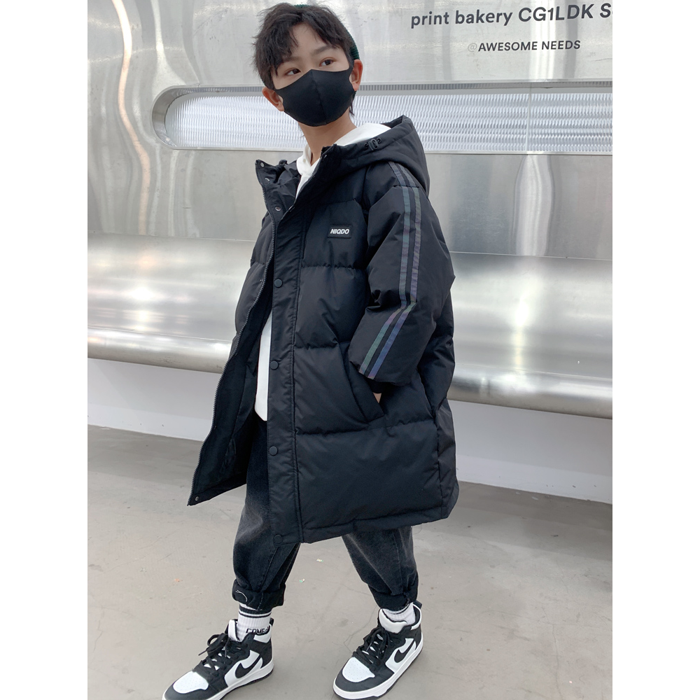 巴拉巴拉童年儿童羽绒服男童中长款2023新款洋气男孩保暖加厚连帽