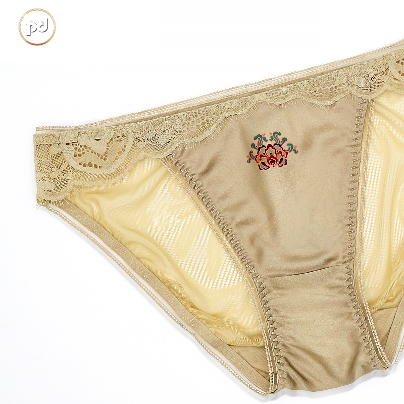翡丽pd桑蚕丝蕾丝性感女透气舒适无痕低腰三角裤国潮敦煌DHK07