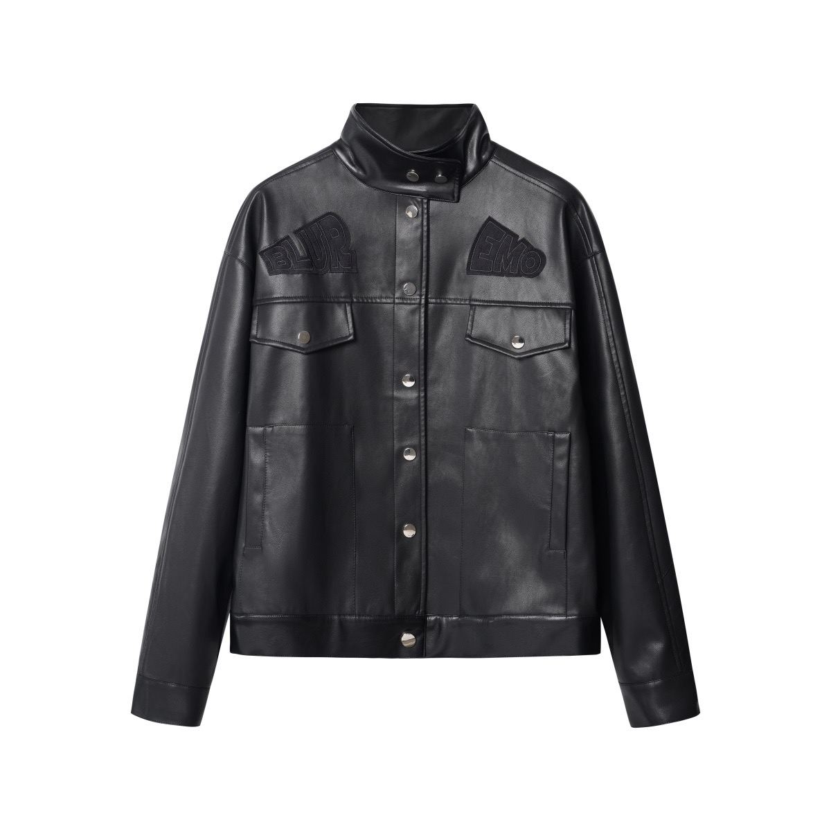 【皮衣】秋冬刺绣按钮翻领暗黑小众潮宽松情侣霸气皮衣外套