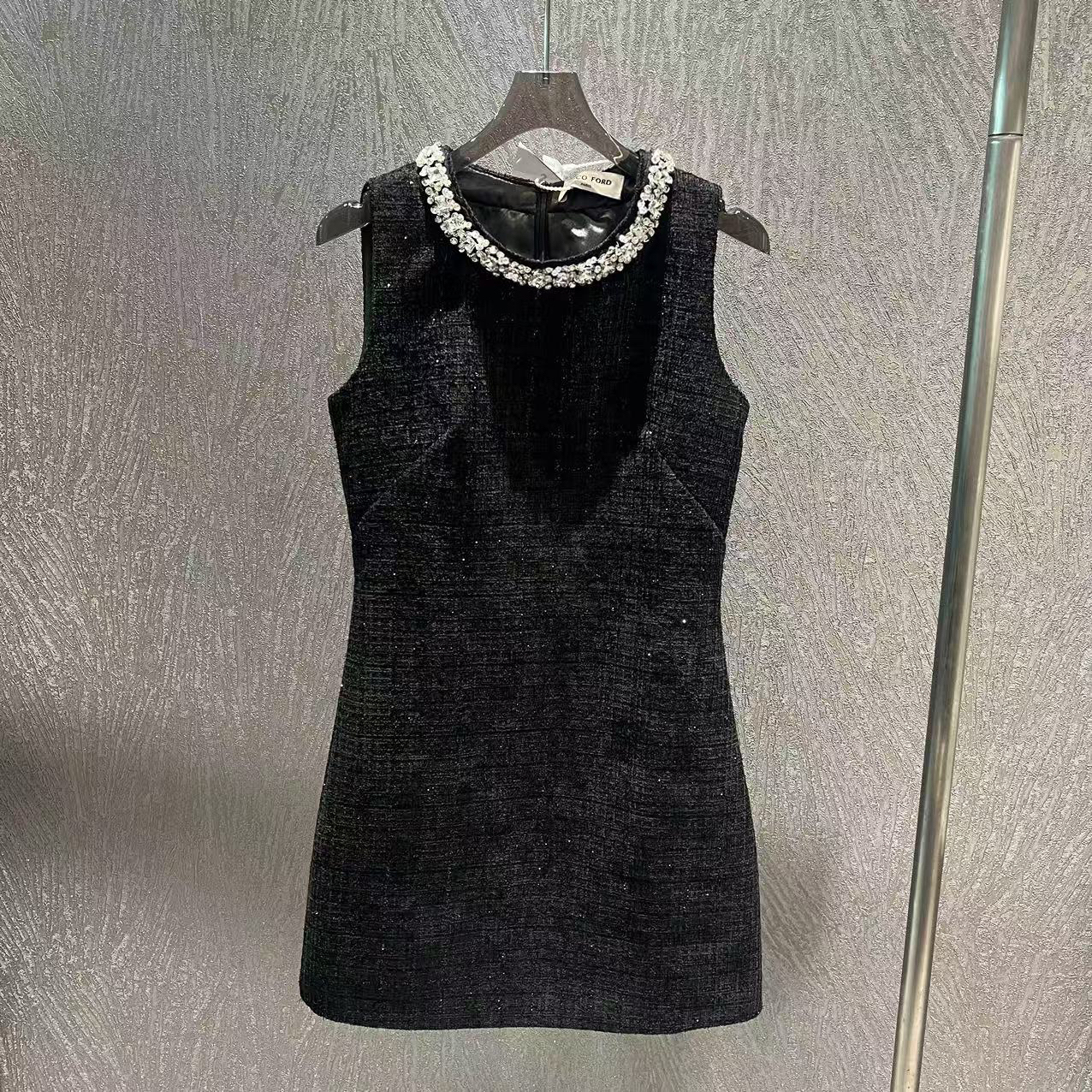 【COCO FORD】领钻奢华法式小香风秋气质显瘦裙收腰连衣裙G24002-6