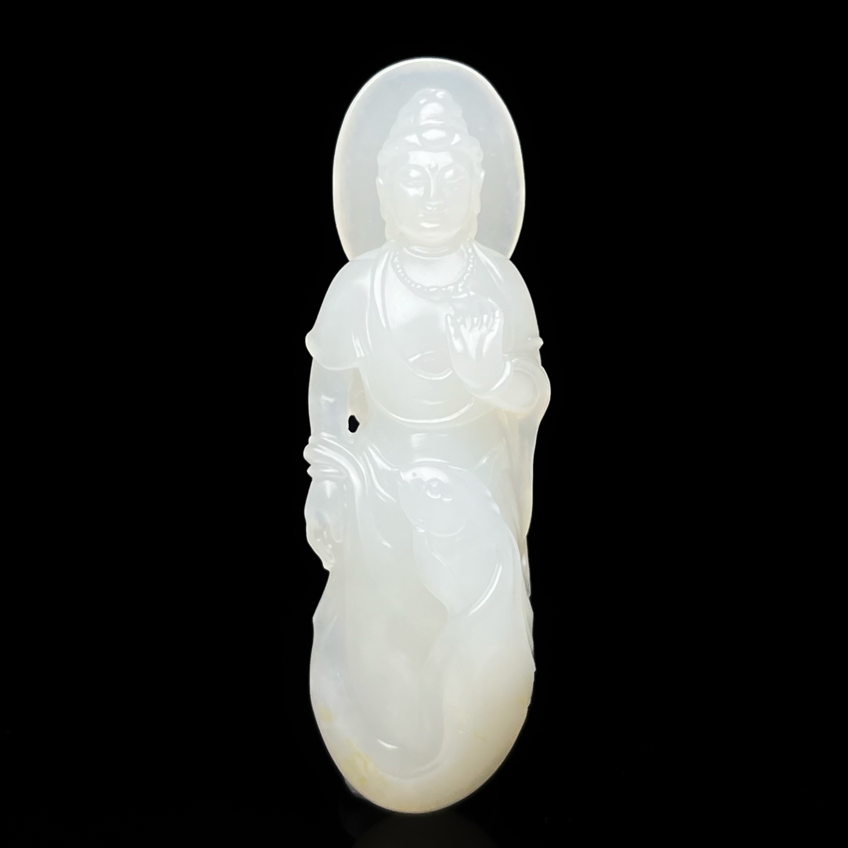 【和 田 玉 籽 料】 站观音 苏工雕刻 白糯油细 挂件54.4*17.4*12