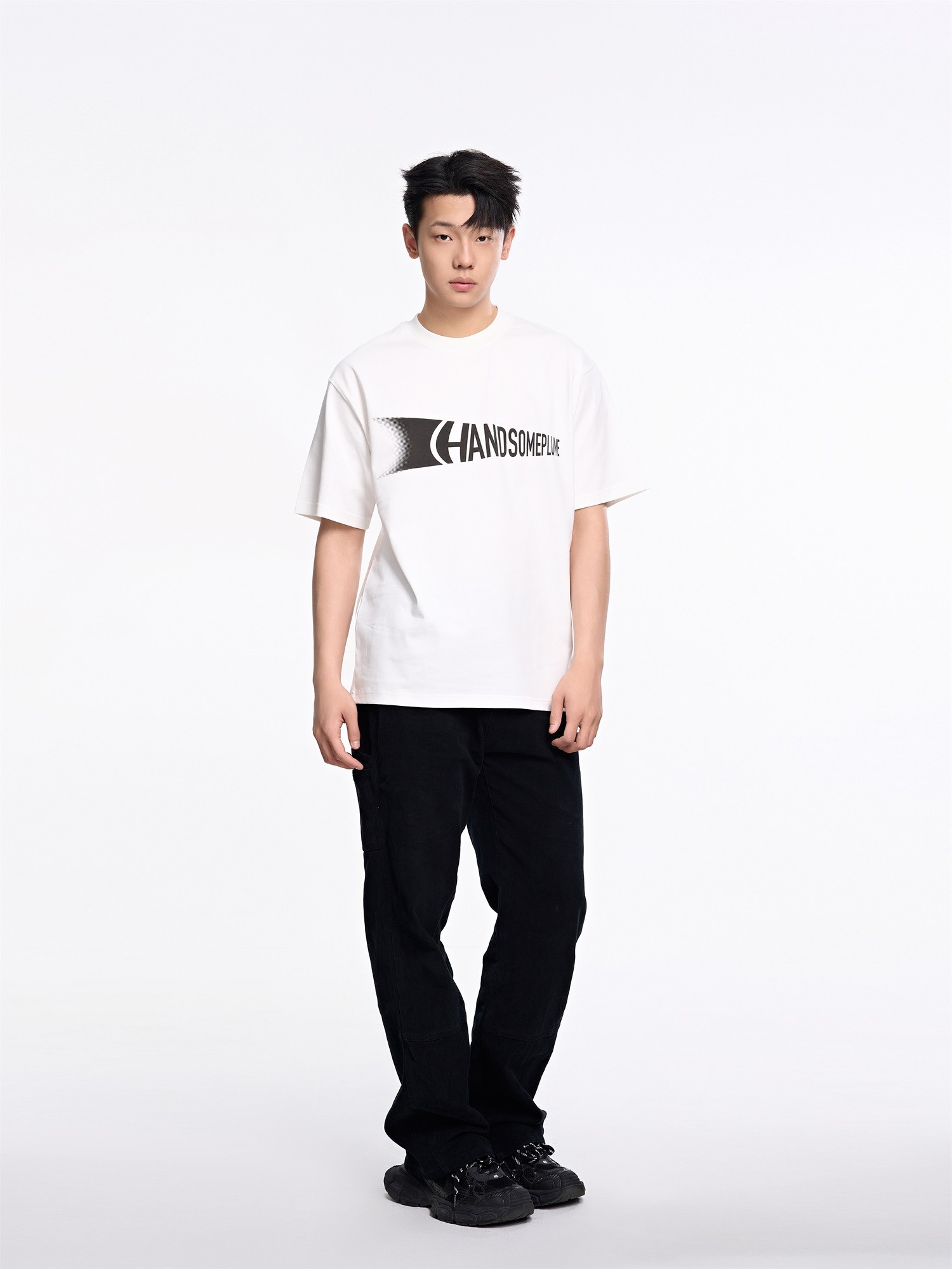 HandsomePlume（HP）虚化logo重磅短袖T恤