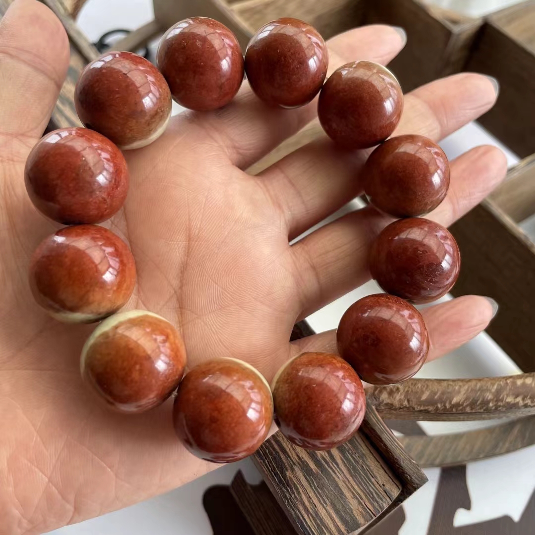 透闪石玉半皮半玉2.0大手串和田玉男士手链