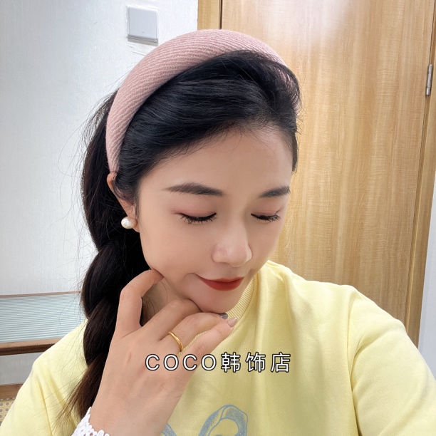 网红小香风发箍头饰高颅顶头箍居家外出压发发卡气质百搭针织发箍