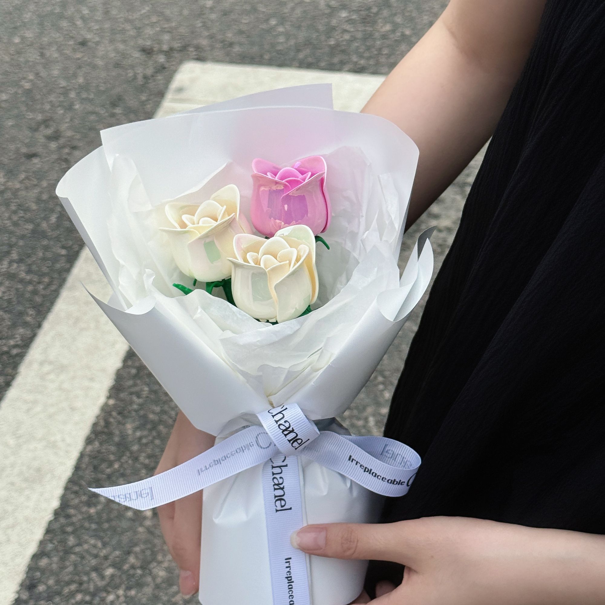 哲高积木小颗粒拼装花束花玫瑰桌面装饰摆件送老婆女生礼物情人节