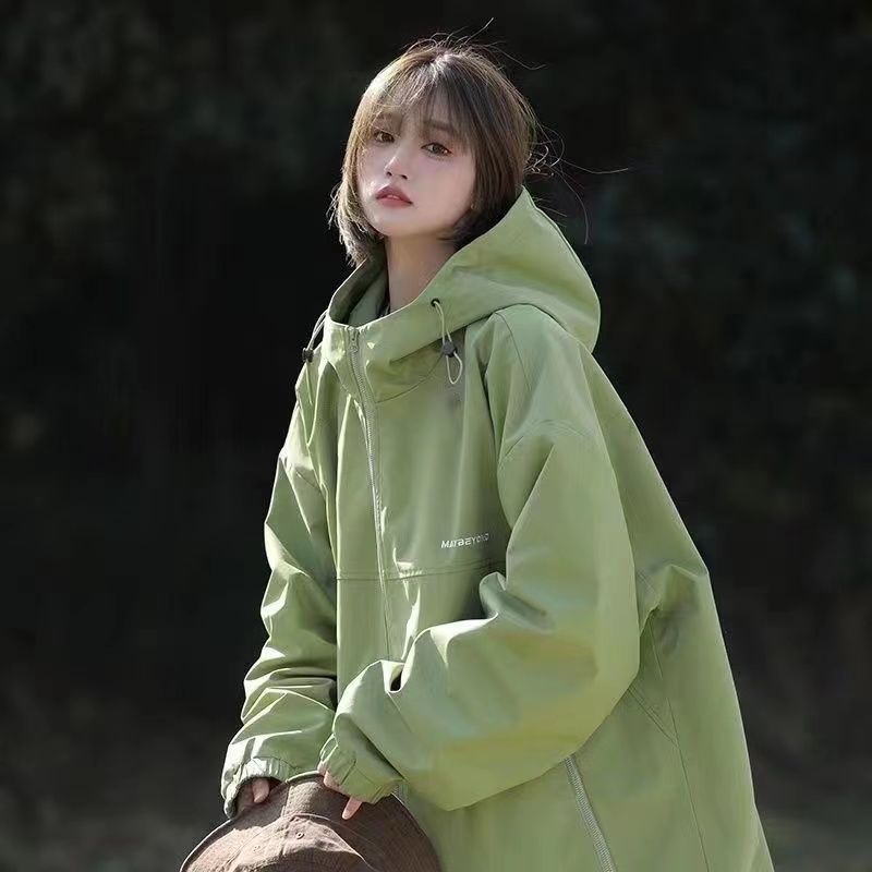 复古高级感户外冲锋衣外套女秋季oversize休闲百搭情侣工装夹克衫