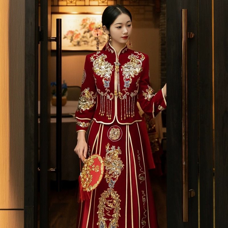 【新品上市】秀禾服新娘高级丝绒款2023新款中式婚服结婚敬酒礼服