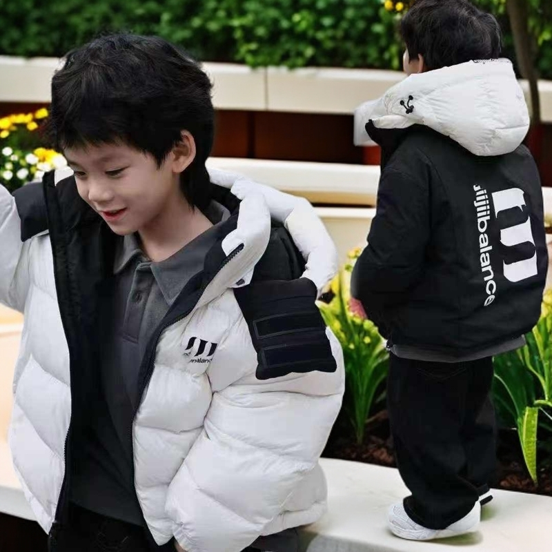 8090韩版冬季儿童时尚潮流百搭休闲个性双面穿连帽羽绒服