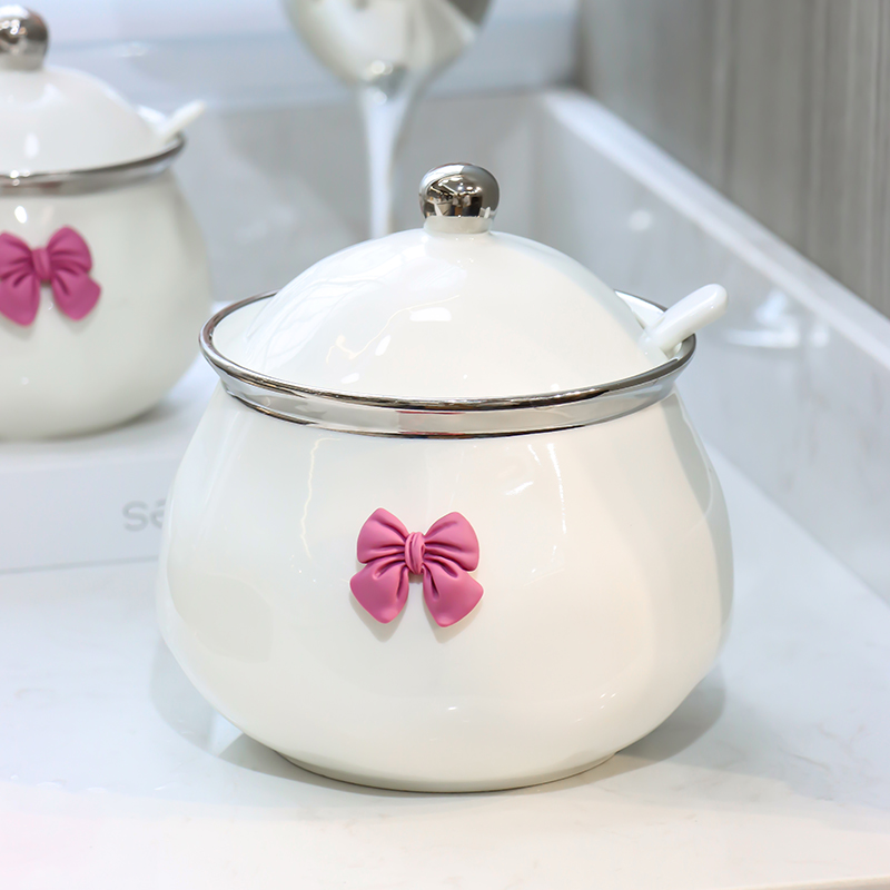 轻奢猪油罐家用陶瓷调料盒带盖油泼辣子罐厨房盐罐子大容量耐高温