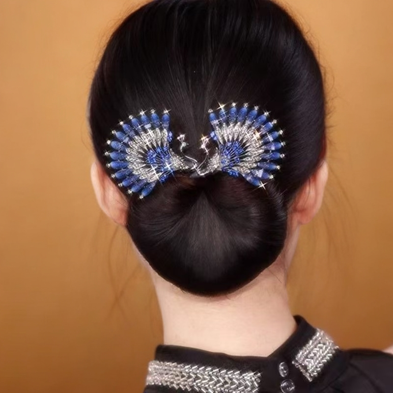 精致孔雀开屏盘发器2024新款发夹女后脑勺丸子头固定神器扭扭夹子