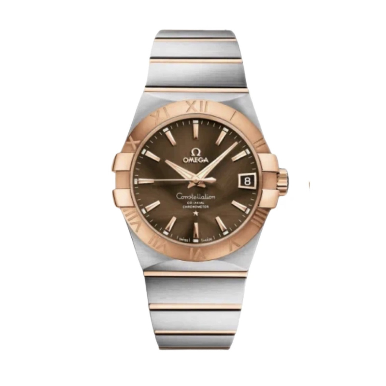 99新 Omega/欧米茄 星座系列/38表径/咖色/玫瑰金/机械/男士腕表/