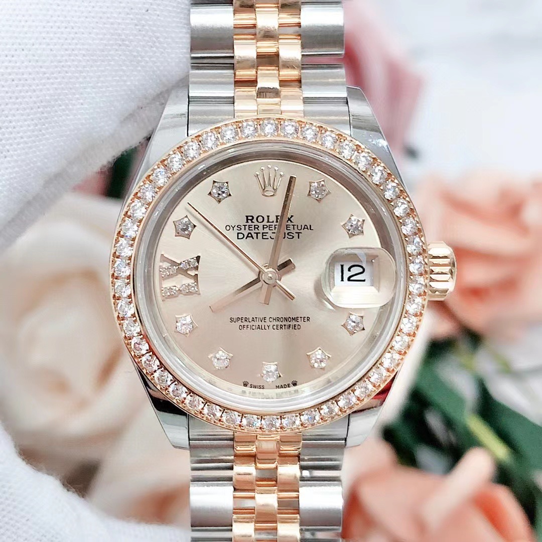 99新 Rolex/劳力士 28表径/原钻/间金材质/女表/日志/优雅女士