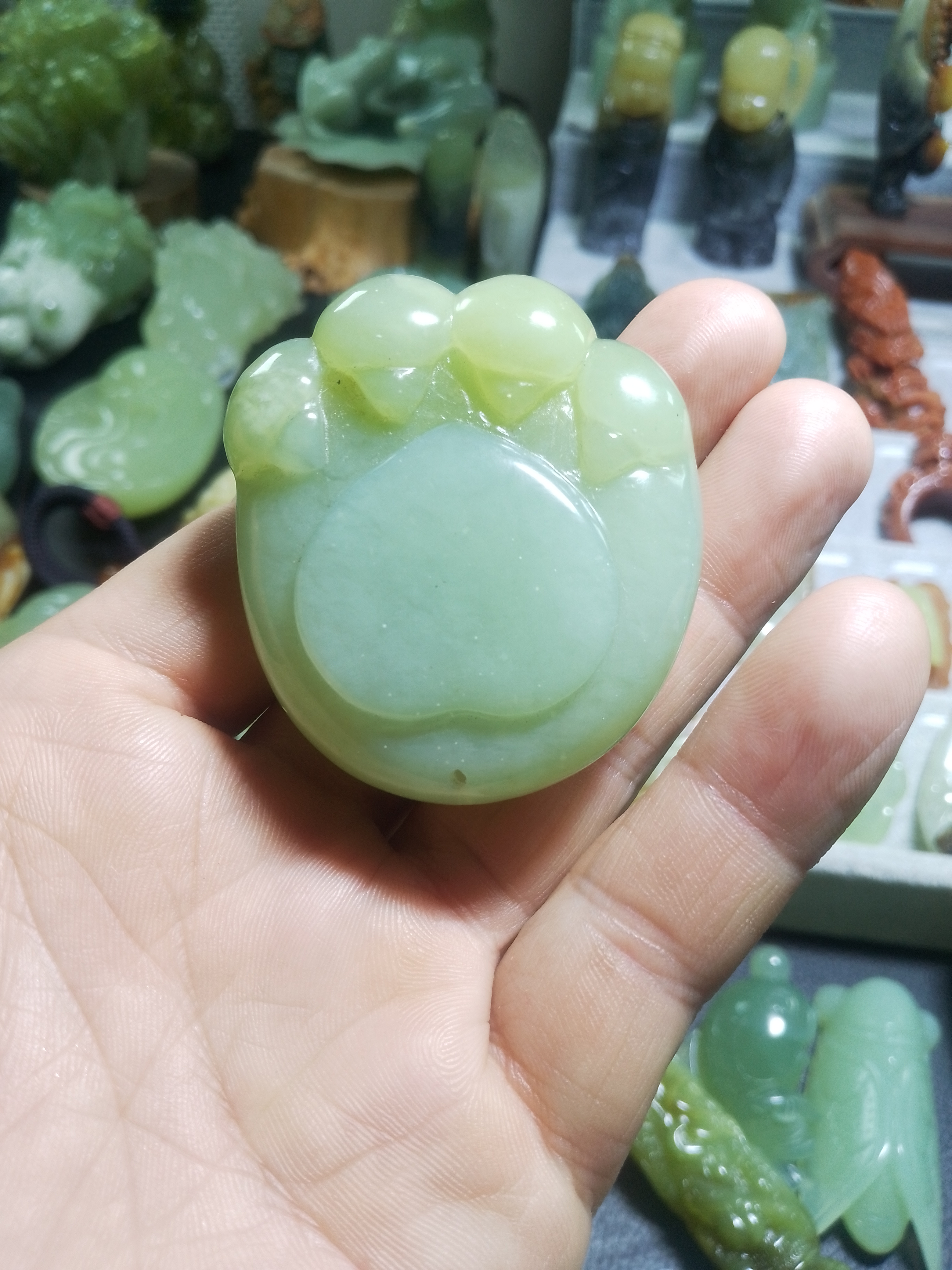 岫玉甲翠精品小手把