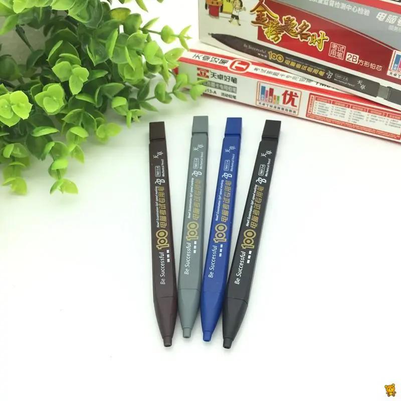 免削自动木工铅笔宽芯扁芯粗芯红蓝木工划线铅笔2B铅笔自带橡皮好