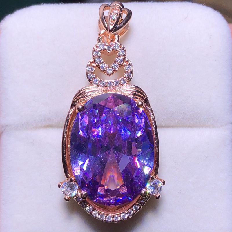 2274薰衣草紫水吊坠玫瑰色（送白色链子)开口可调节精选