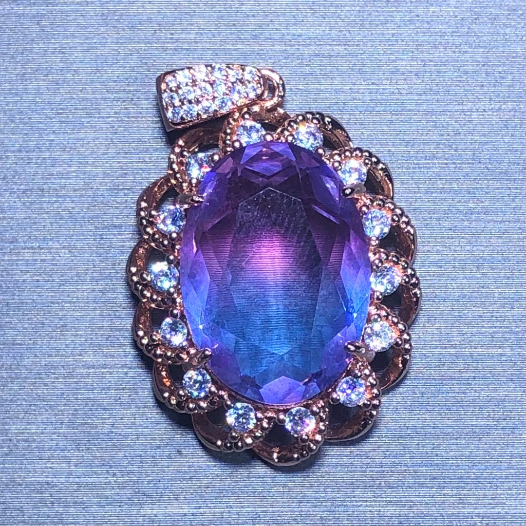 22174 红蓝双色碧吊坠玫瑰太阳光款开口可调节精选（配链子）