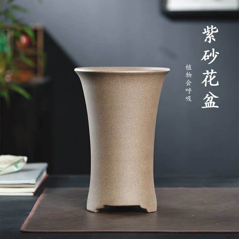 宜兴紫砂精品兰花盆大口径春兰惠兰寒兰专用盆束腰款中国风花盆