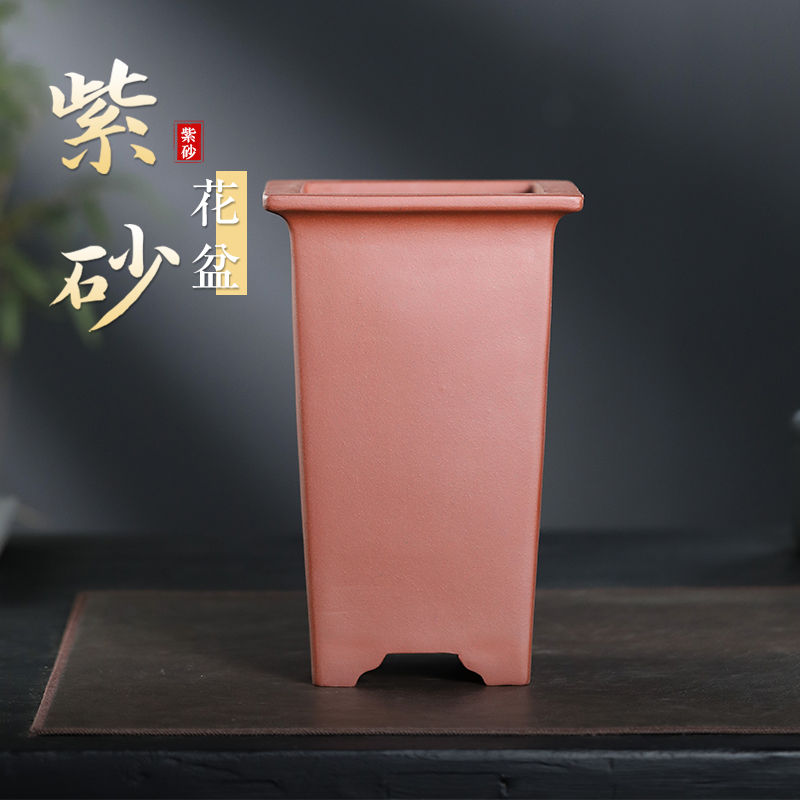 宜兴紫砂花盆手工精品四方兰花盆悬崖盆景盆大口径惠兰寒兰花盆