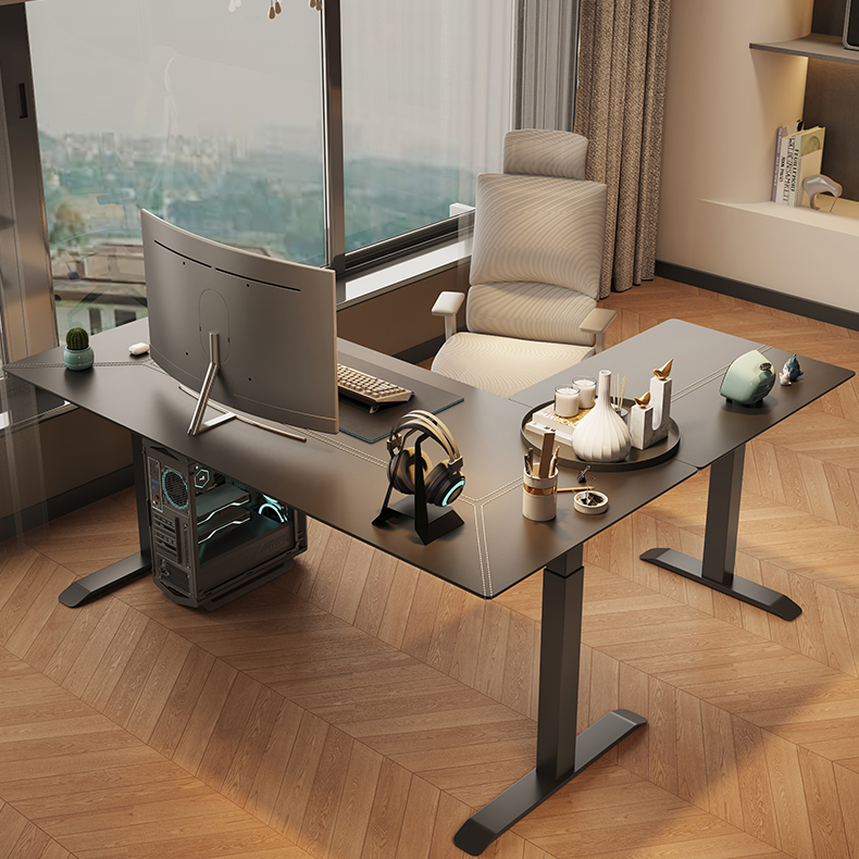 狂标智能升降桌电动升降桌转角桌家用电脑桌站立式调节L型工作台