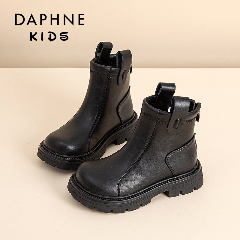 Daphne达芙妮女童马丁靴儿童2024年秋冬季小女孩秋冬时尚二棉皮靴