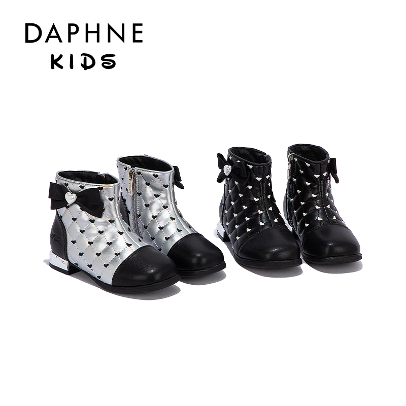 Daphne达芙妮女童马丁靴2024秋季新款儿童公主皮靴小女孩英伦软底