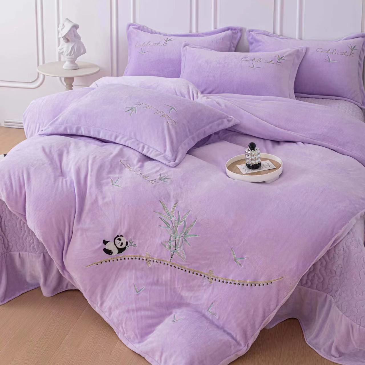 11月15号号孤 品婴儿绒  高端绣花四件套机洗加绒加厚绒面防静电0