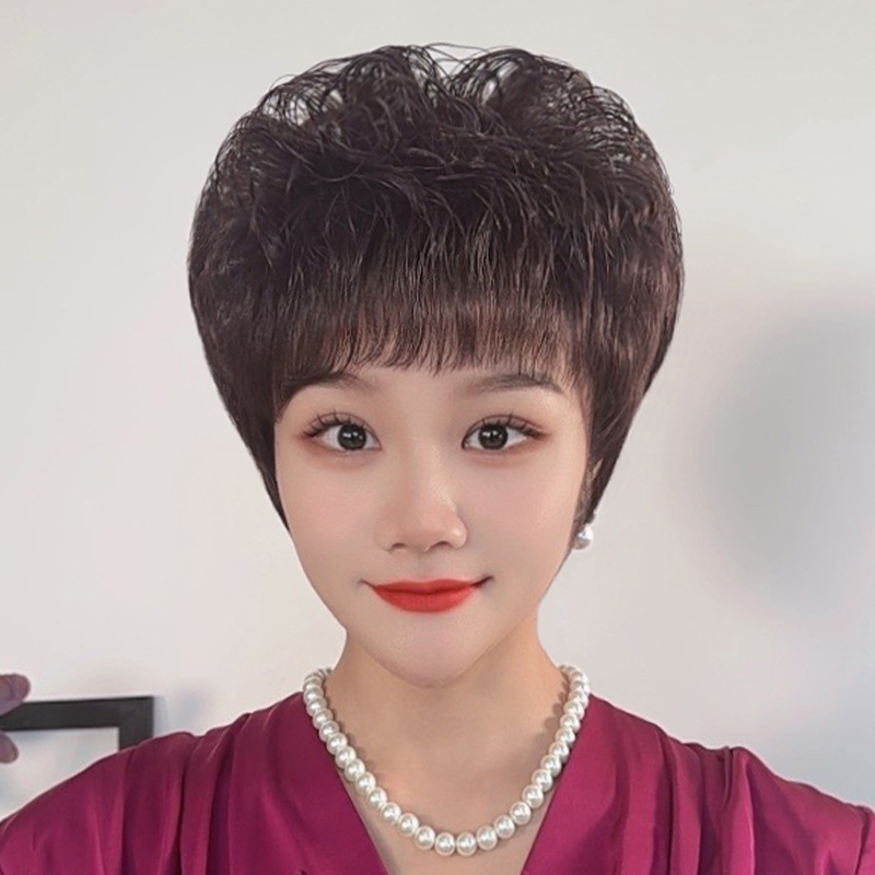 云朵烫女款全头套妈妈假发全真发丝年轻时髦透气显气质