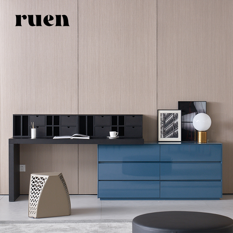 如恩意式现代极简约装修风格蓝色梳妆台伸缩式化妆桌子 ZT-GX995B