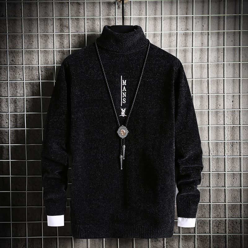 森馬秋冬季雪尼尔高领毛衣男士韩版潮流修身上衣服加厚秋装