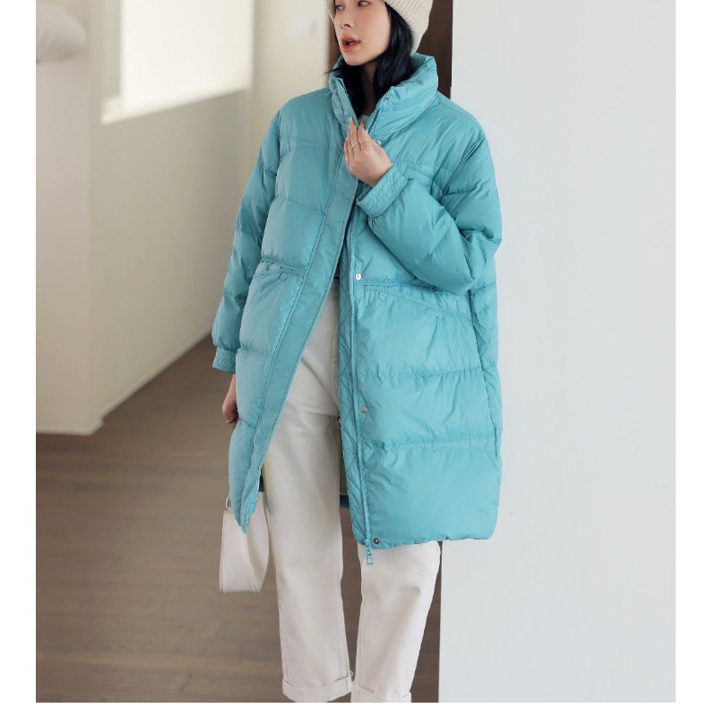 羽绒服女新款白鸭绒立领中长款小个子简约百搭洋气韩版时尚保暖潮