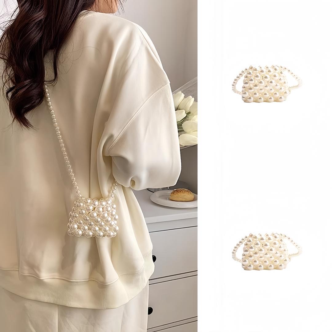 夏天夏季迷你装饰斜挎小包包女2024新款mini手工编织链条珍珠包潮