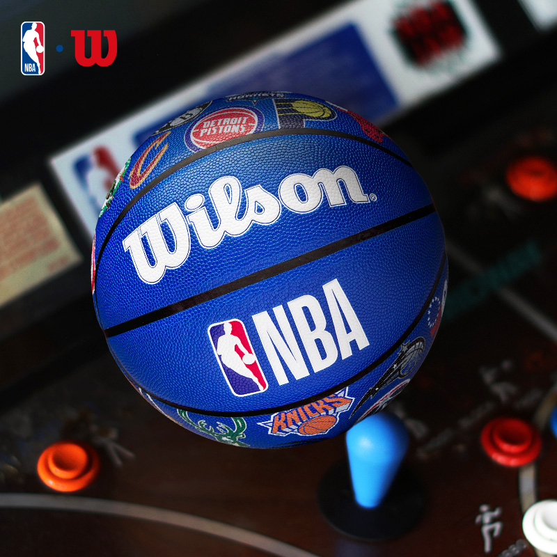 Wilson威尔胜官方新款NBA彩色全队徽印花PU室内外通用标准7号篮球