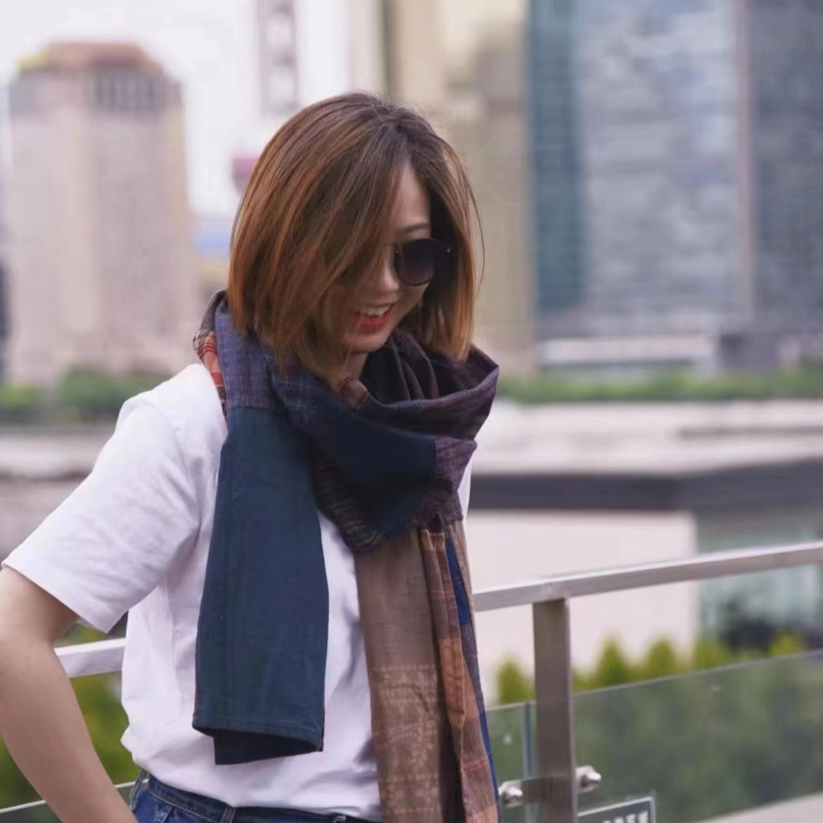 桑在云间 流浪丹宁 手织老布 拼布披肩