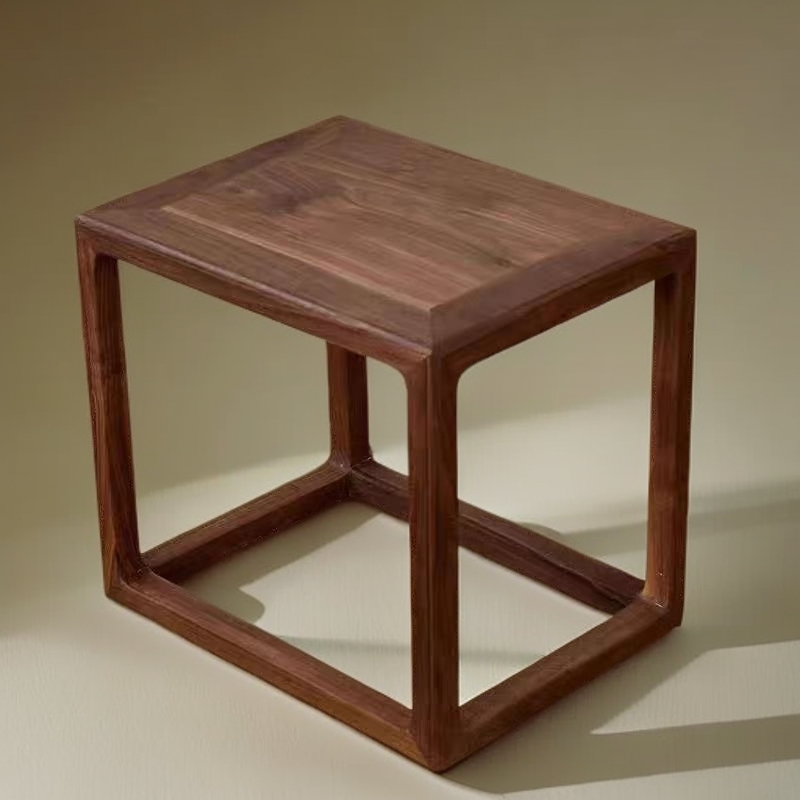 实木凳子老榆木方凳禅意换鞋凳实木新中式凳子简约家具茶柜置物架