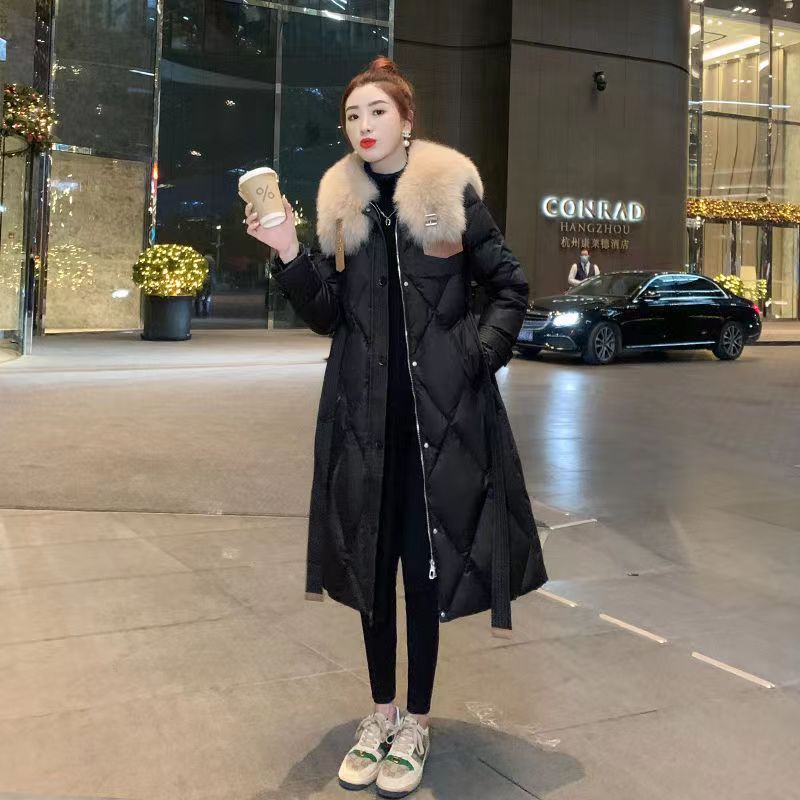 冬季羽绒羽绒服女2023冬新款爆款时尚洋气中长款过膝大毛领加厚