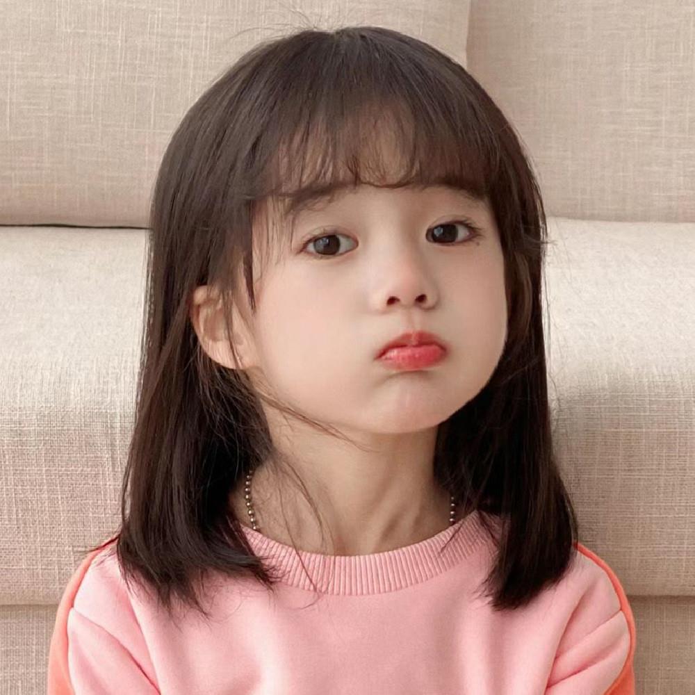 儿童假发女孩短发空气刘海自然拍照表演假发套时尚蓬松韩版全头套