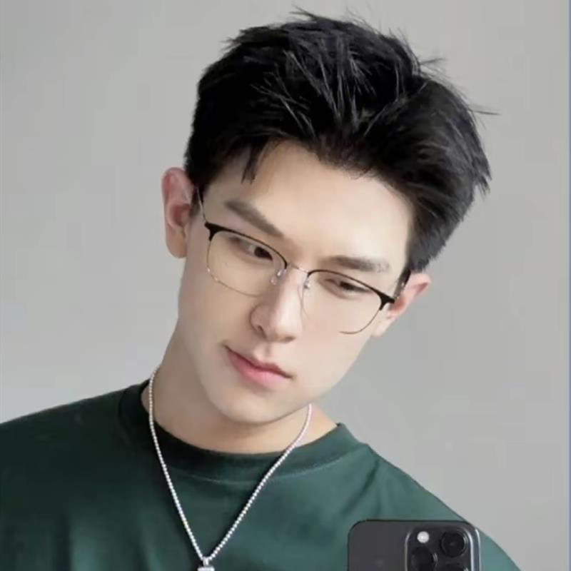 大背头假发男短发后翻式2023时尚潮流自然蓬松男士日常仿真全头套