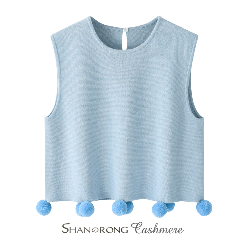 100%纯山羊绒背心外穿2024秋冬新品时尚短款保暖针织宽松大码马甲