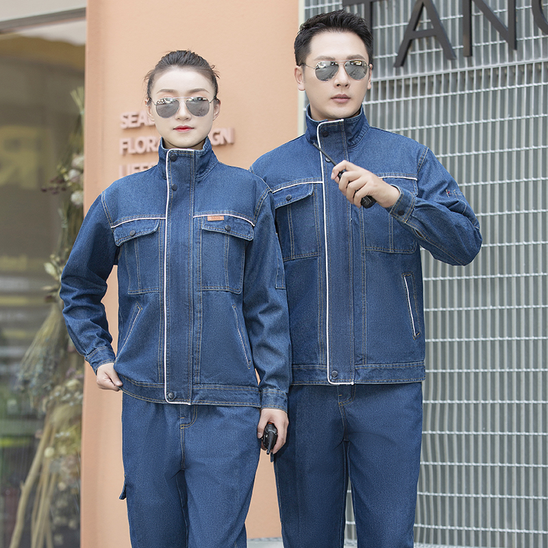 电焊牛仔工作服防烫劳保男加厚钢厂车间耐磨耐脏工地防火花男装