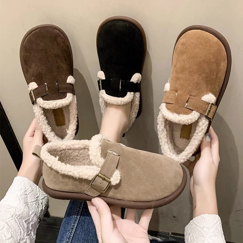 复古低帮雪地靴女冬2023新款平底面包雪地棉鞋加绒保暖豆豆鞋爆款