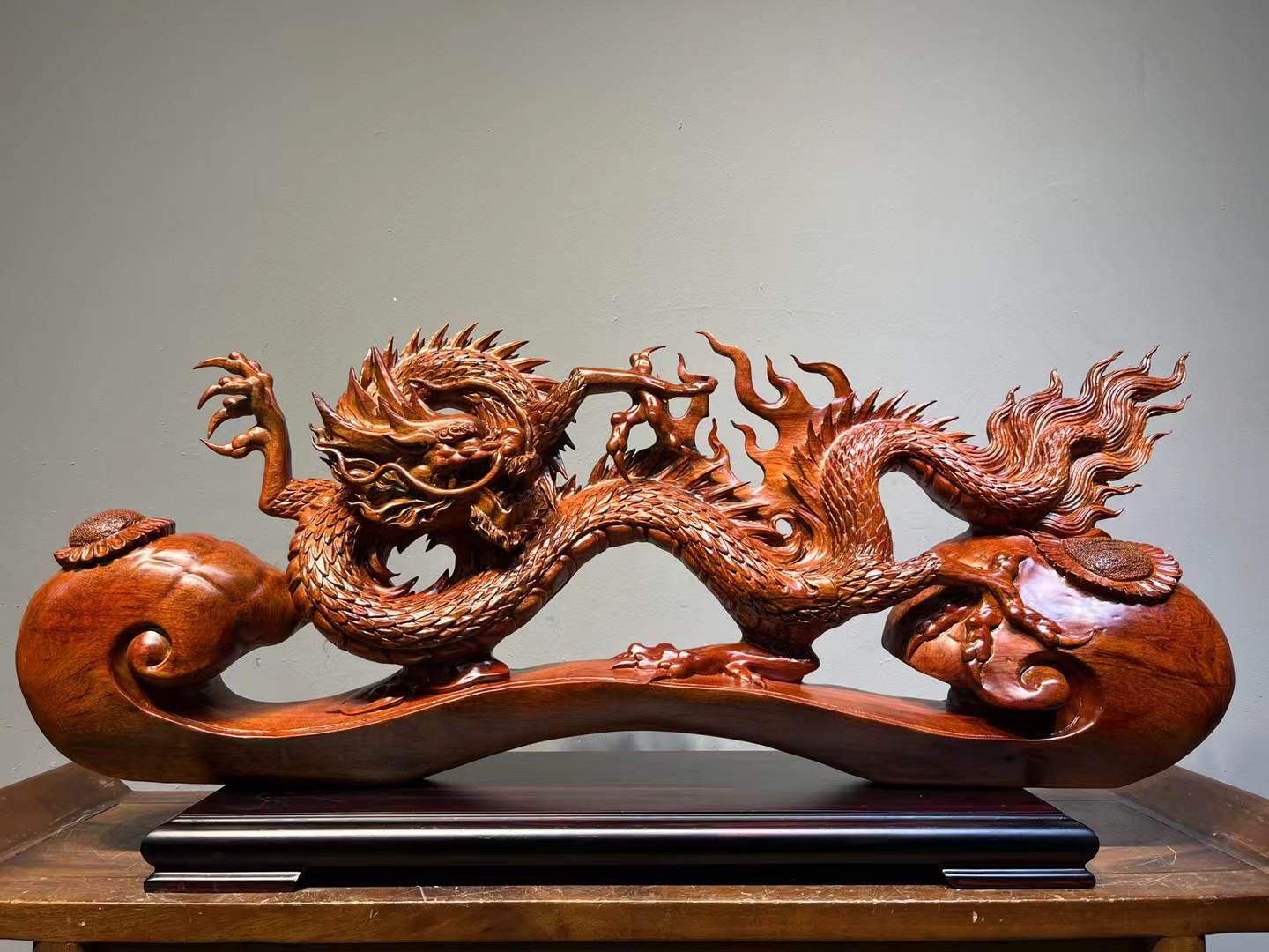 巴花精雕新品，龙腾盛世，规格长113宽20高52