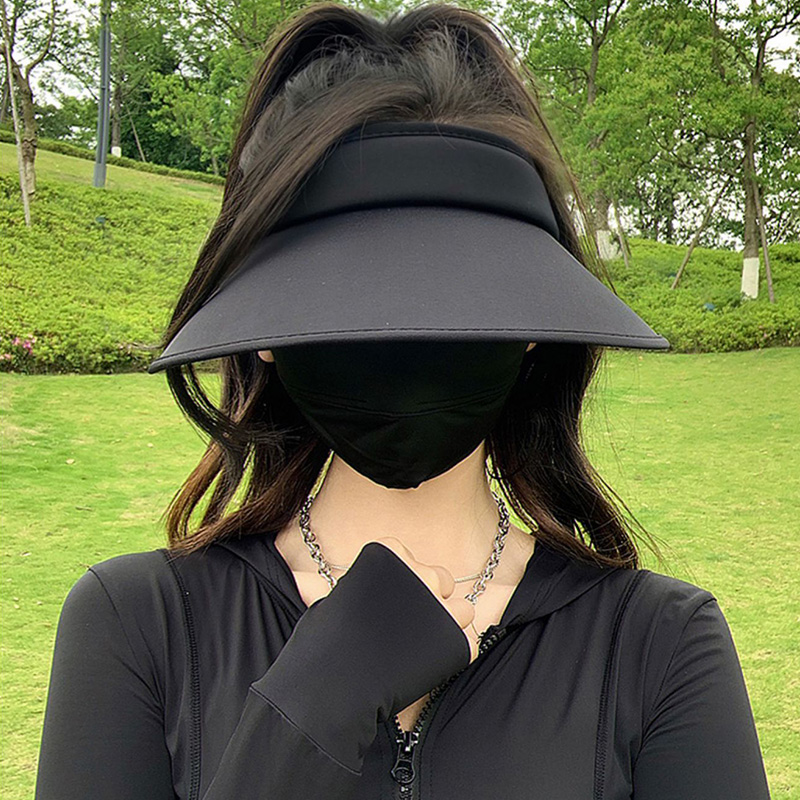 新款百搭韩版帽子防晒遮阳帽女士空顶冰丝大檐户外骑行沙滩旅行